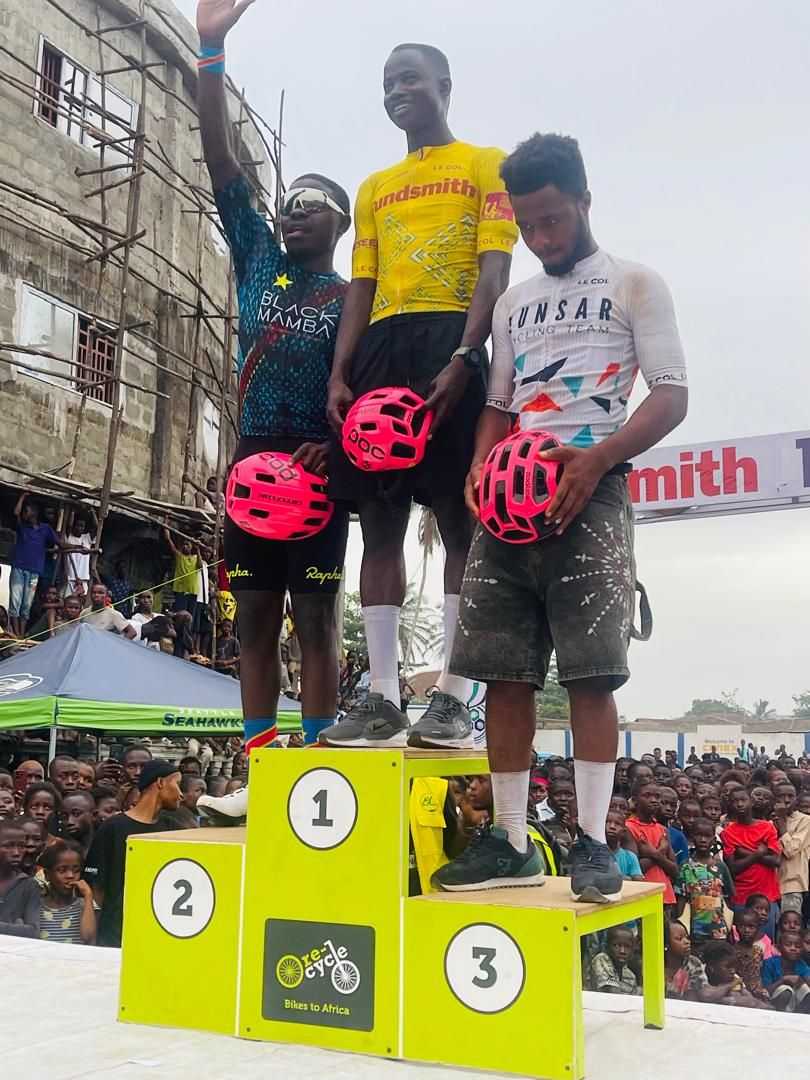 Ibrahim Jalloh on the top step of the Tour de Lunsar podium